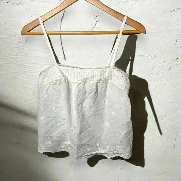 Abercrombie cottagecore cotton cropped eyelet coquette tank top XS - Picture 2 of 6